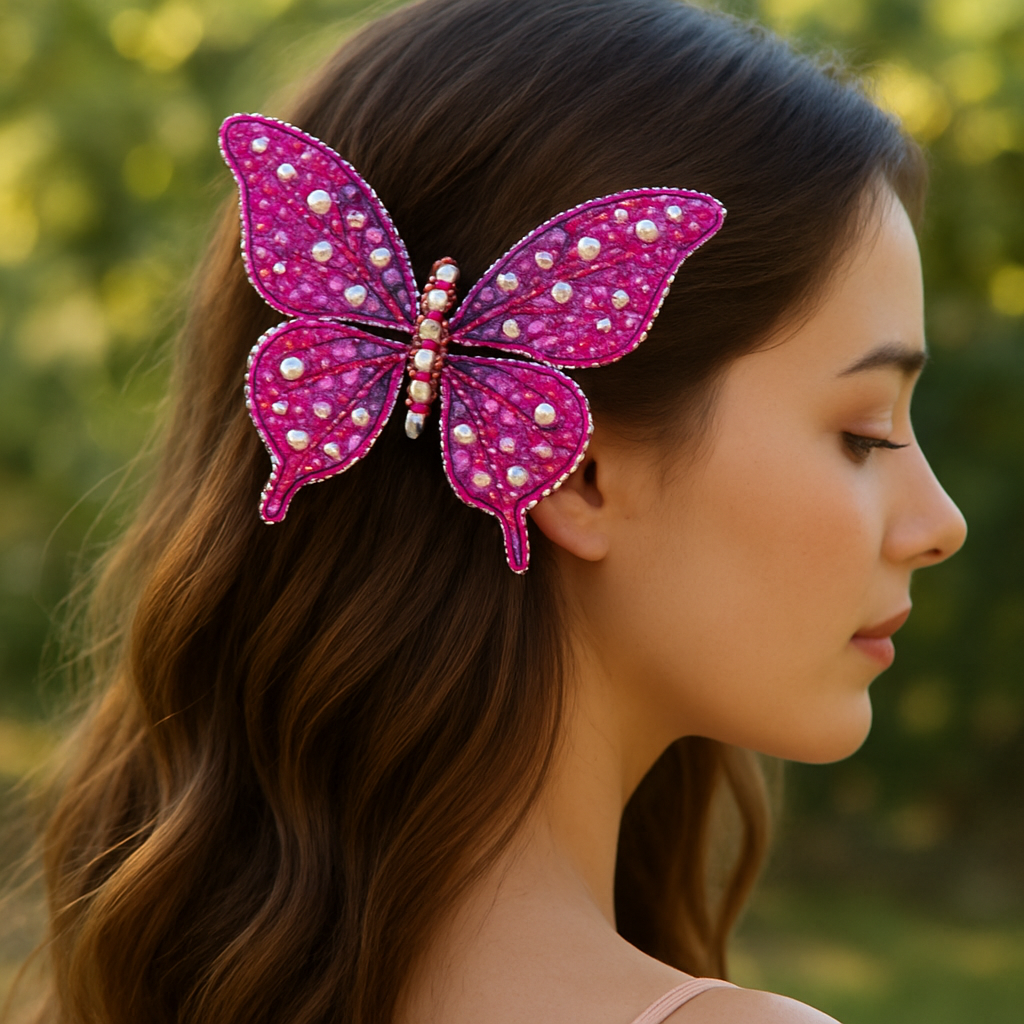 How to Style Pink Purple Butterfly Hair Clip