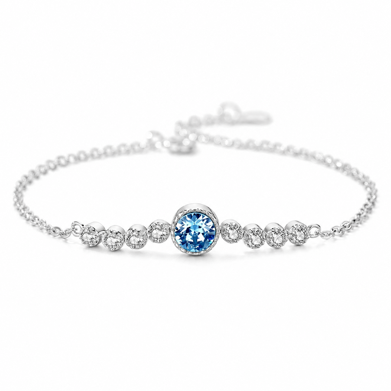 Eluvine Ocean Heart Crystal Bracelet S925 Sterling Silver Elegant Minimalist Jewelry For Women Luxury Gift