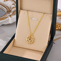 Floral pendant necklace with gold-tone flower on gold chain