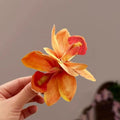 Orange Yellow Orchid Flower Hair Accessory – 5.5cm Artificial Floral Hair Clip Embellishment