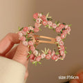 Handmade Floral Hair Clip for Women – Pink Flower Hair Barrette, Romantic Botanical Hair Accessory, Cute Sweet Hair Clip for Girls