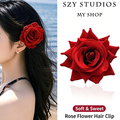 Red Rose Flower Hair Clip – Romantic Floral Hair Accessory for Women & Girls
