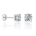 Luxury Double Layer CZ Stud Earrings – Stainless Steel Four-Prong Cubic Zirconia Earrings for Women, Elegant Jewelry Gift