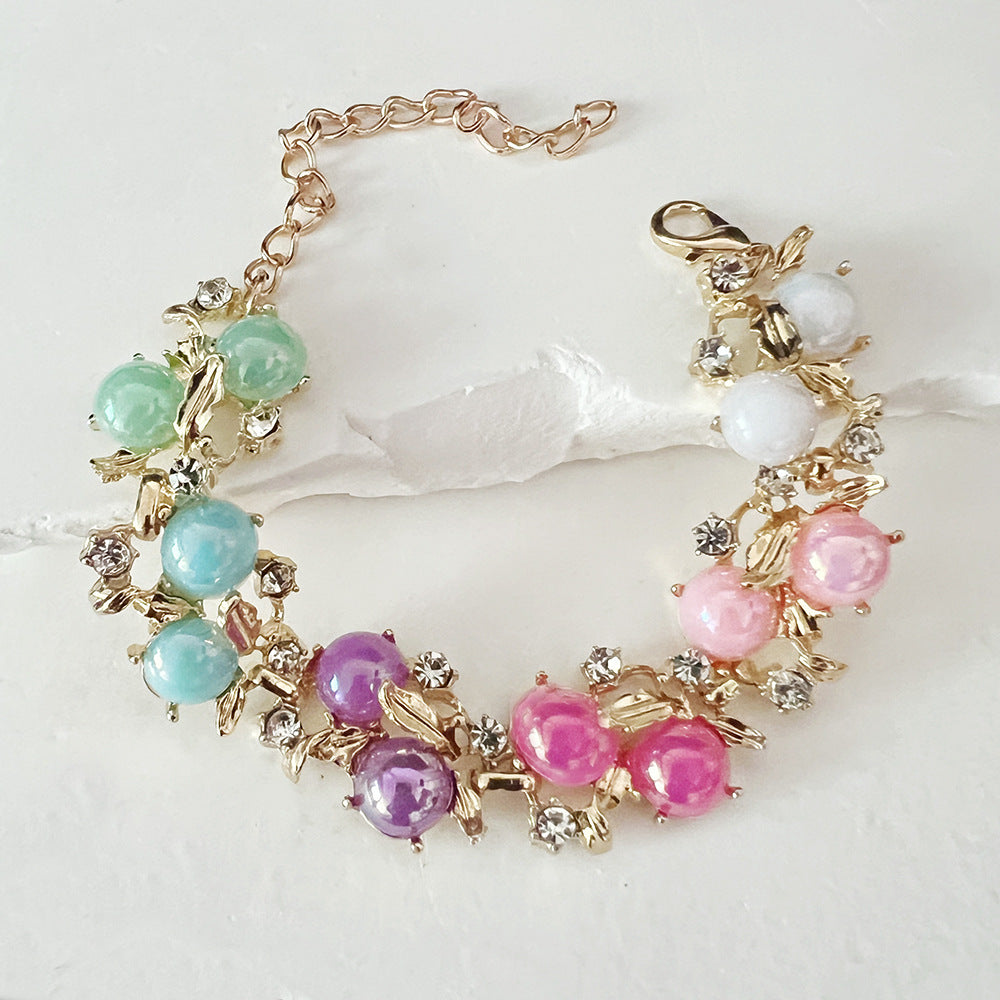 Women's Crystal Floral Bracelet – Elegant Rhinestone Adjustable Bracelet for Wedding, Party & Daily Wear
