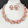 Women's Luxury Floral Rhinestone Jewelry Set – Crystal Necklace & Stud Earrings 3PCS Set for Wedding, Party & Gift