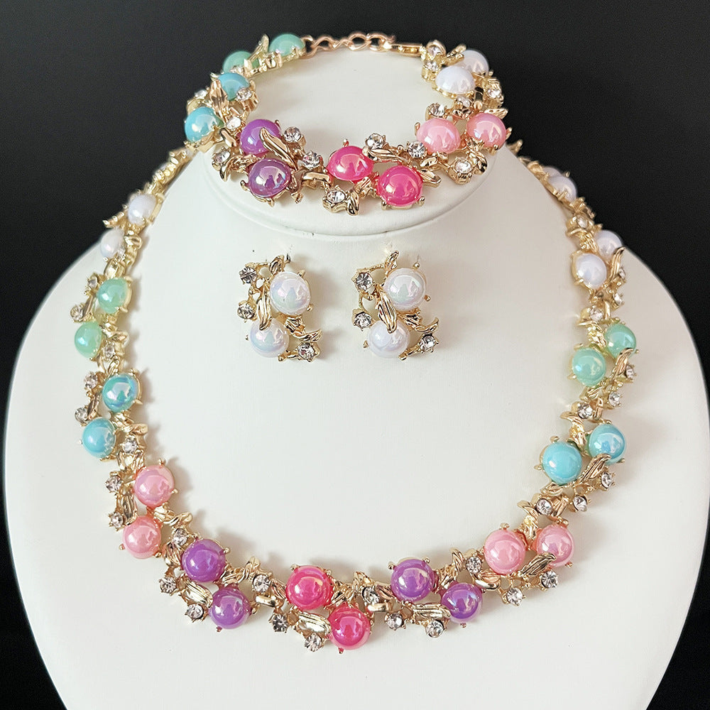 Women's Luxury Crystal Floral Jewelry Set – Necklace, Earrings & Bracelet 4PCS Wedding Jewelry Set