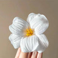 White Tulip Flower Hair Clip for Women – Handmade Floral Side Hair Barrette, Large 11cm 3D Flower Hair Accessory for Weddings
