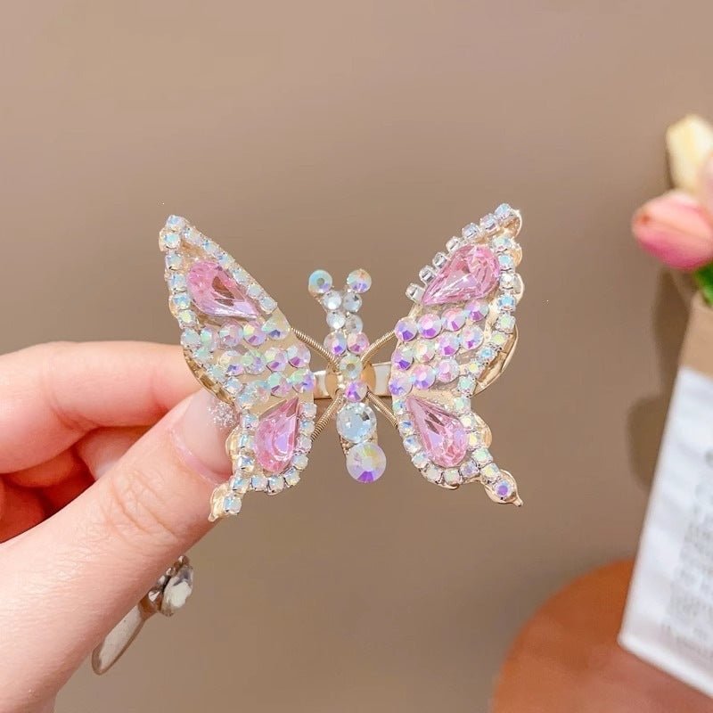 Purple Rhinestone Butterfly Hair Clip 6cm – Sparkling Crystal Butterfly Barrette for Women & Girls, Elegant Y2K Fairy Hair Accessory for Parties & Weddings