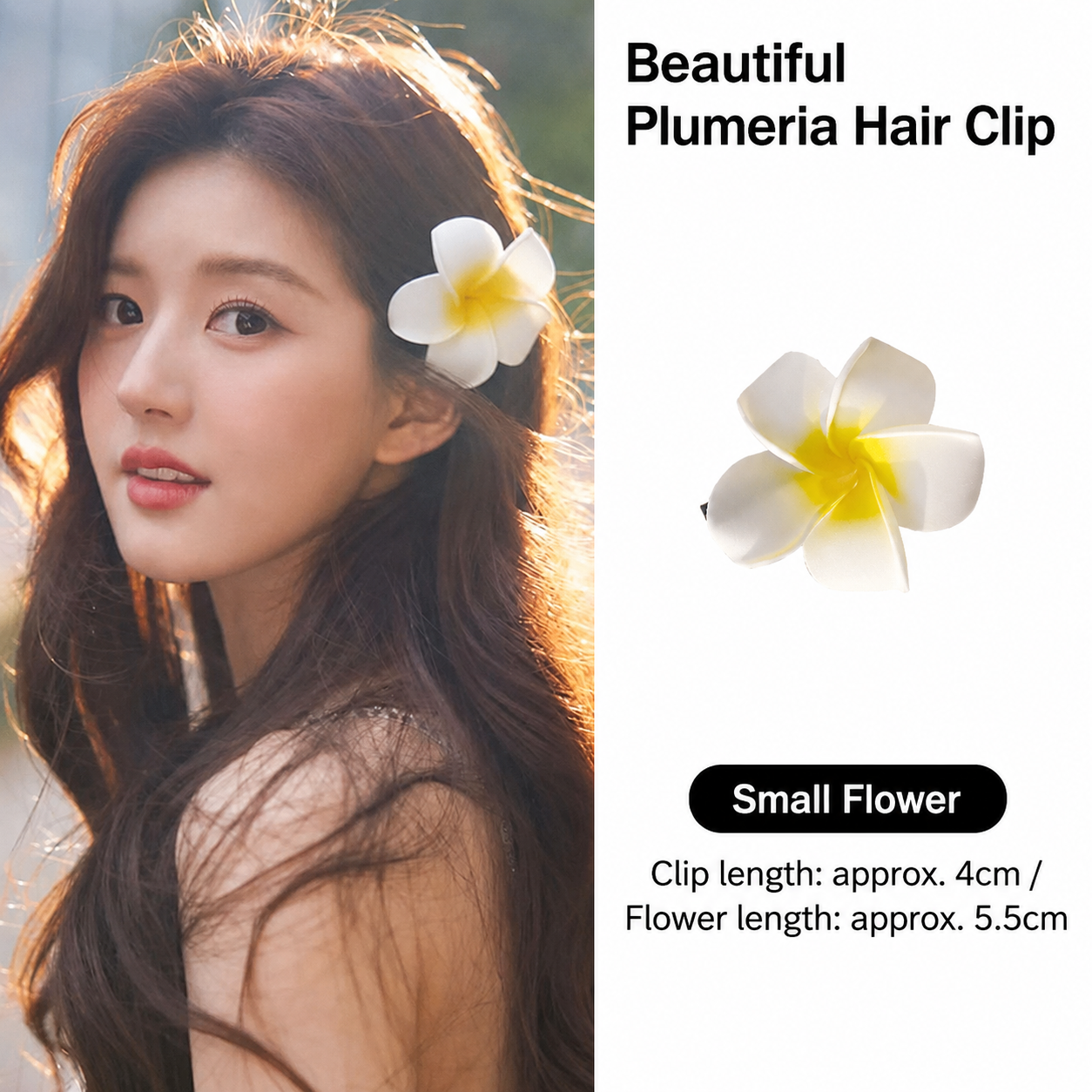 Elegant Plumeria Flower Hair Clip – Korean-Inspired Floral Hair Accessory for Women & Girls  Product Details