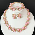 Women's Luxury Crystal Floral Jewelry Set – Necklace, Earrings & Bracelet 4PCS Wedding Jewelry Set