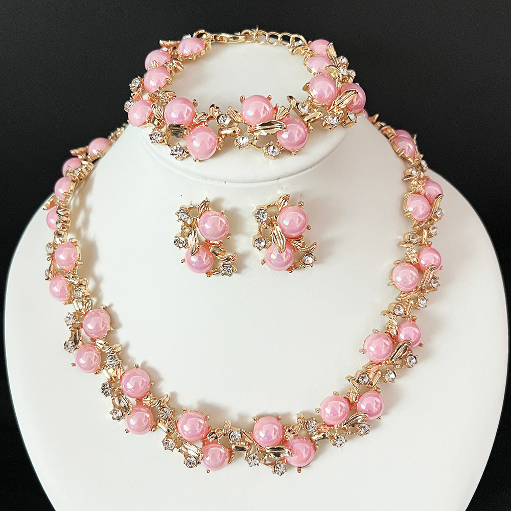 Women's Luxury Crystal Floral Jewelry Set – Necklace, Earrings & Bracelet 4PCS Wedding Jewelry Set