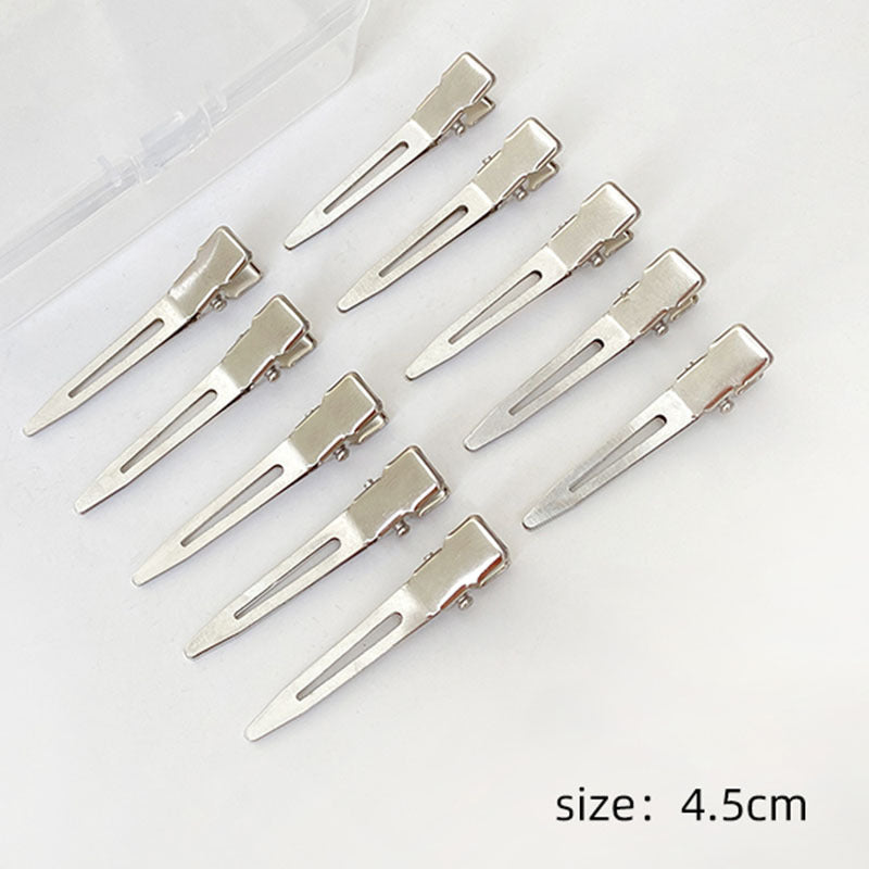 10 silver metal duckbill hair sectioning clips, 4.5cm