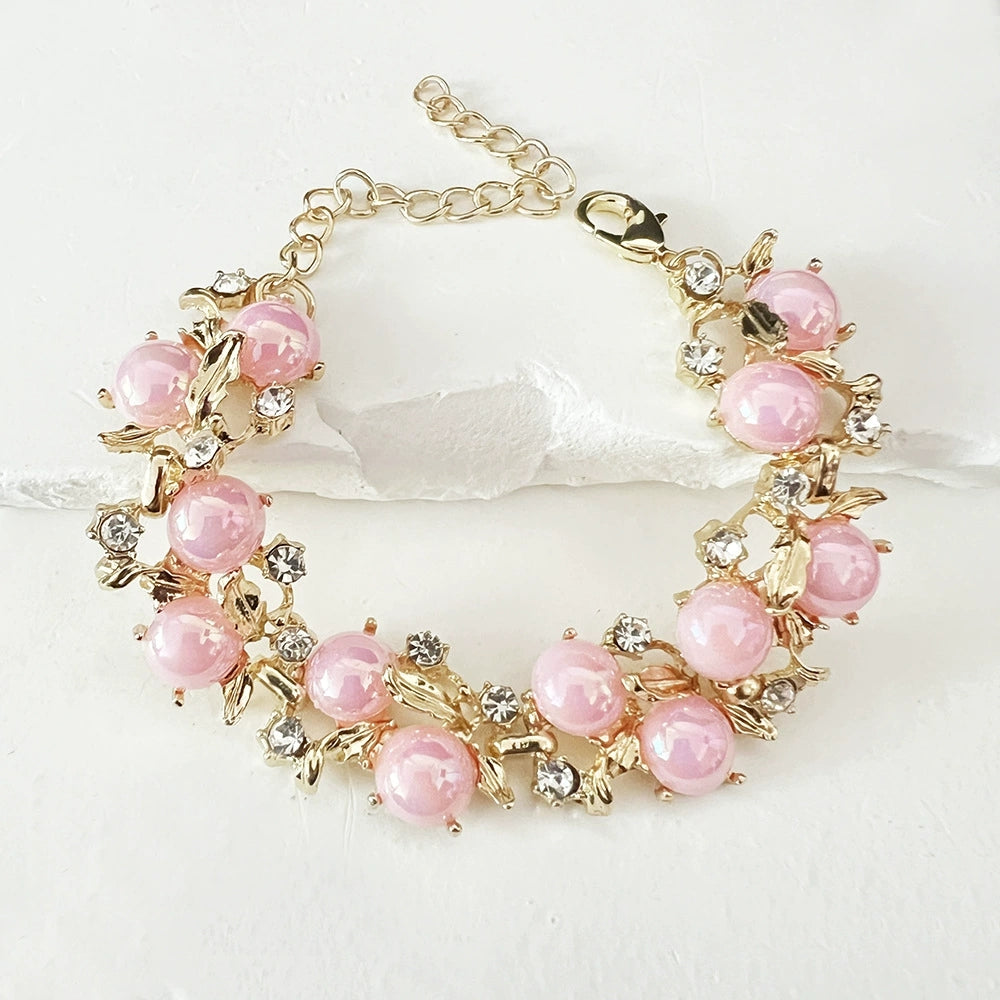 Women's Crystal Floral Bracelet – Elegant Rhinestone Adjustable Bracelet for Wedding, Party & Daily Wear