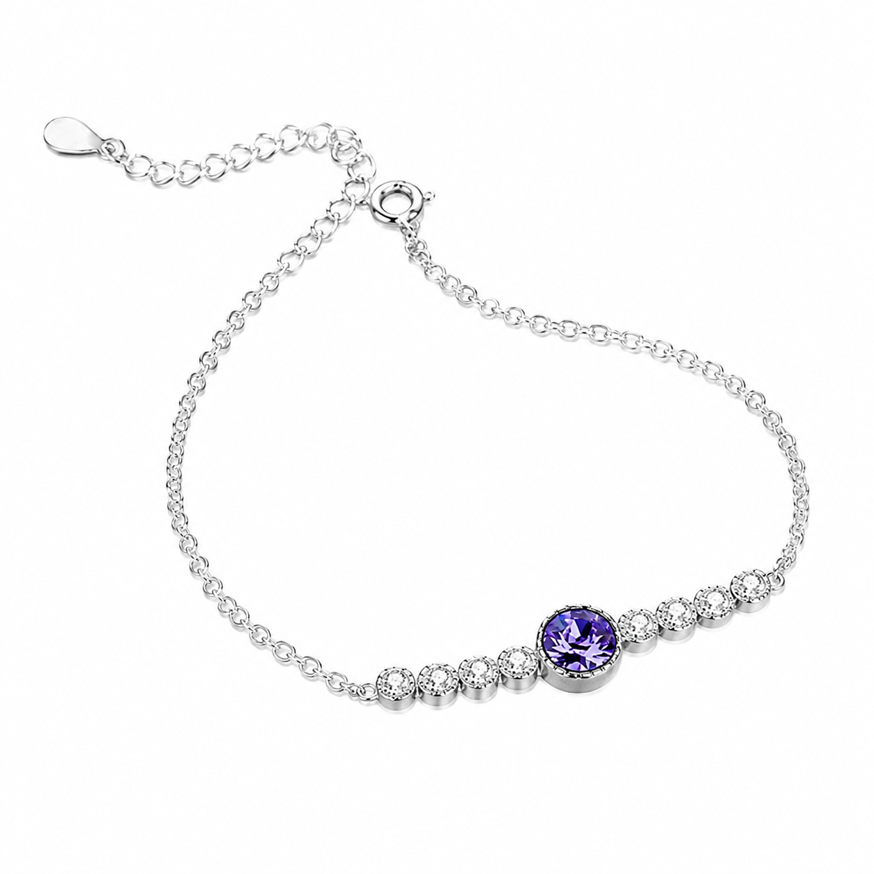 Eluvine Ocean Heart Crystal Bracelet S925 Sterling Silver Elegant Minimalist Jewelry For Women Luxury Gift
