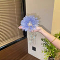 Blue Flower Hair Clip with Rhinestone Chains – Elegant Floral Hair Accessory for Weddings, Parties & Special Occasions