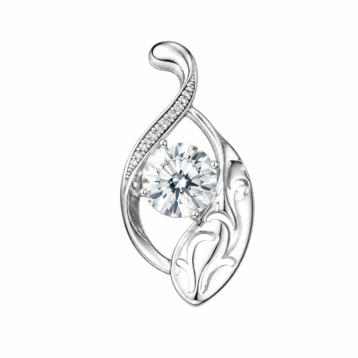 Lab Grown Diamond Pendant Necklace – Elegant Round Cut White Gold Jewelry  3.63 Carats