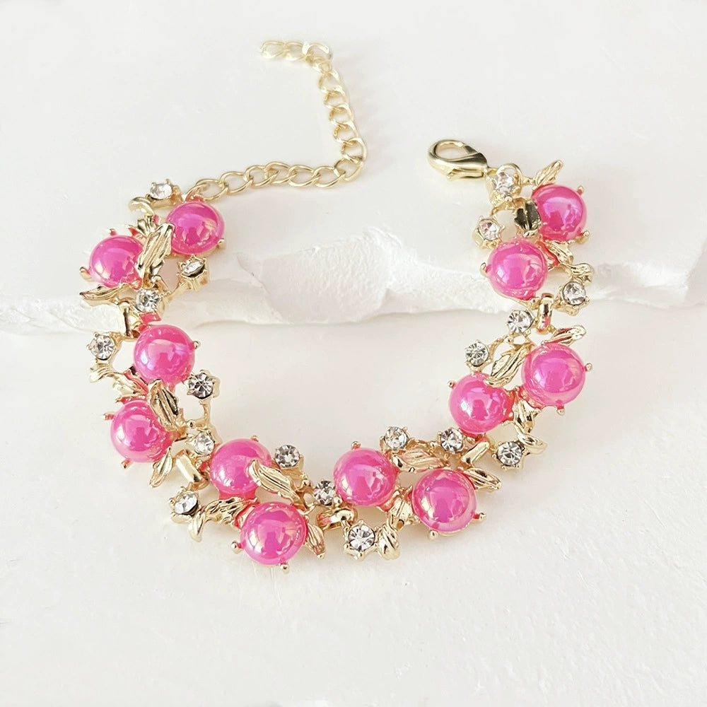 Women's Crystal Floral Bracelet – Elegant Rhinestone Adjustable Bracelet for Wedding, Party & Daily Wear