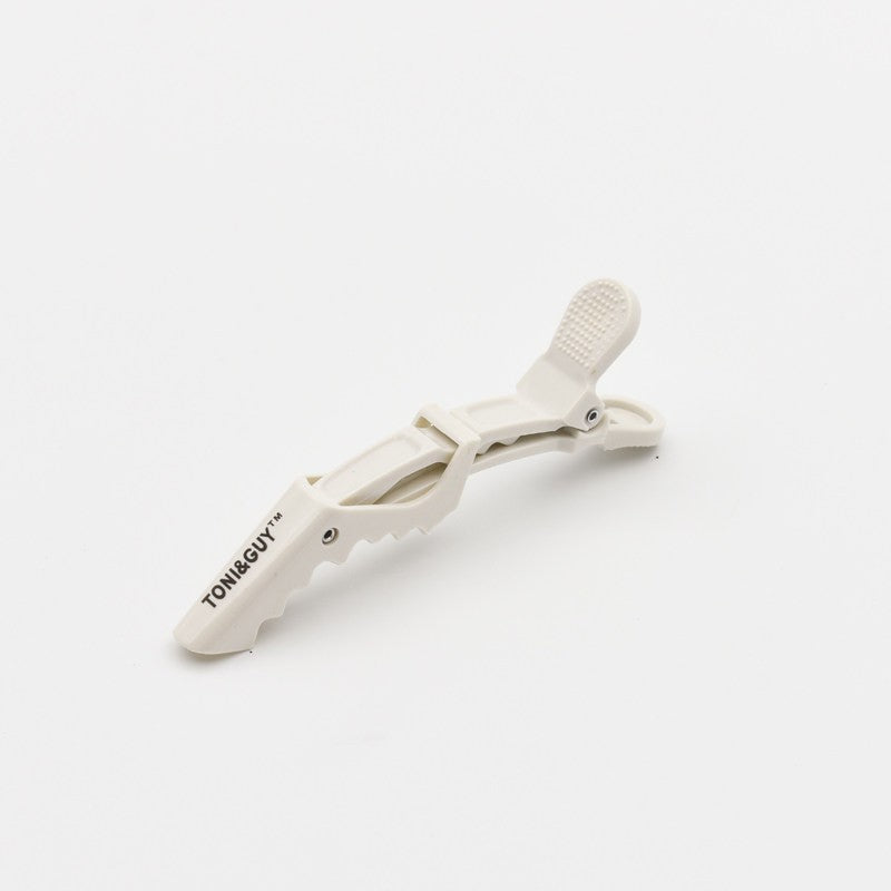 5-piece set of white duckbill hair sectioning clips with spring grip