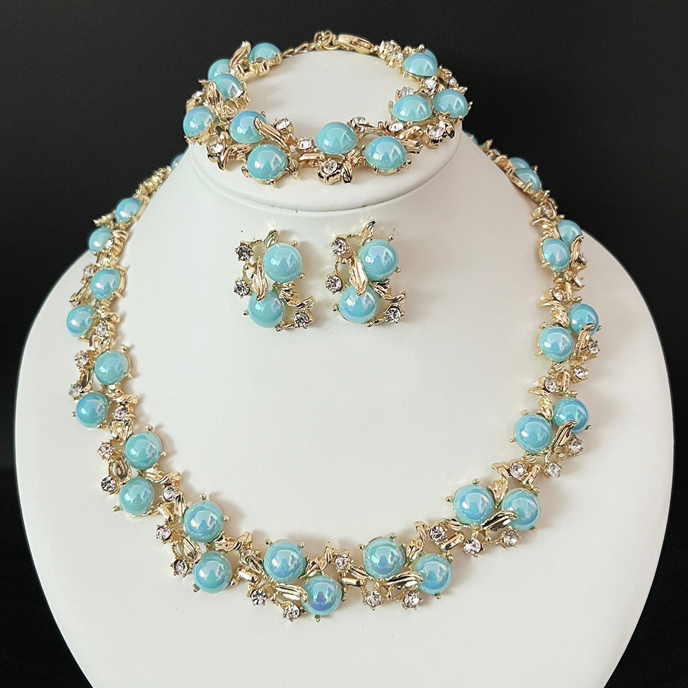Women's Luxury Crystal Floral Jewelry Set – Necklace, Earrings & Bracelet 4PCS Wedding Jewelry Set