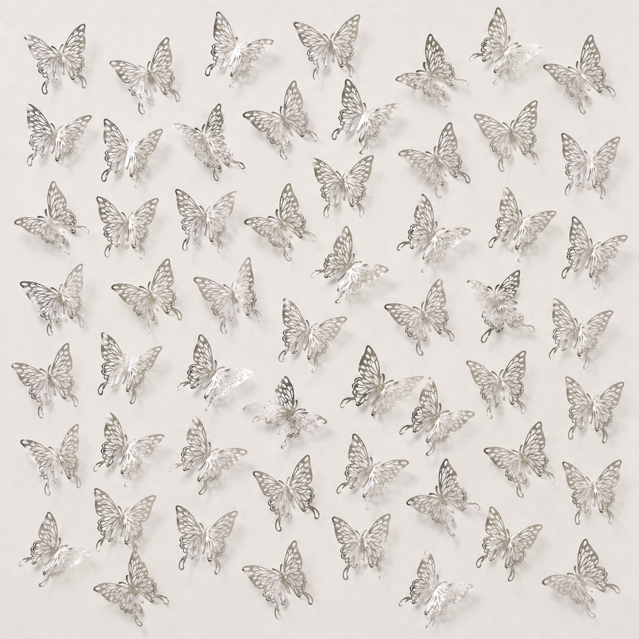 Elegant Silver Butterfly Hair Clips – 50-Piece Set, Decorative Hair Accessories for Wigs & Updos