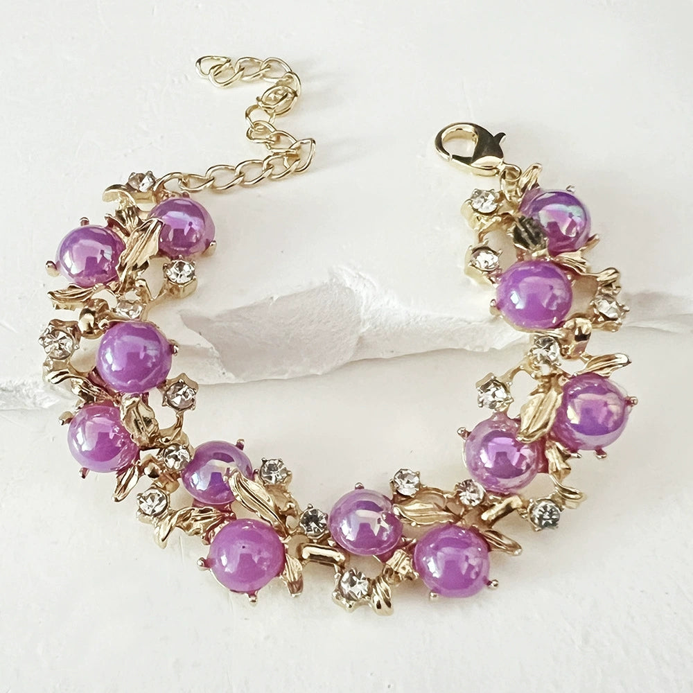 Women's Crystal Floral Bracelet – Elegant Rhinestone Adjustable Bracelet for Wedding, Party & Daily Wear