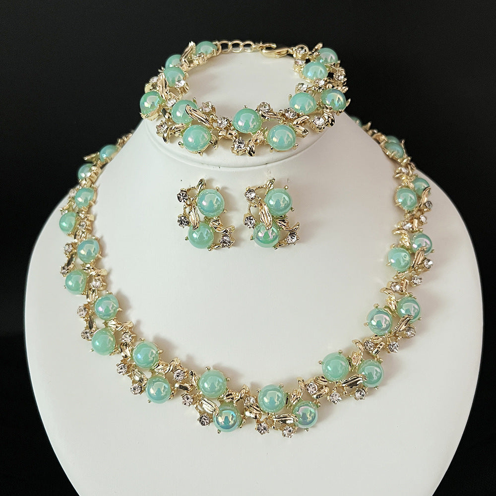 Women's Luxury Crystal Floral Jewelry Set – Necklace, Earrings & Bracelet 4PCS Wedding Jewelry Set