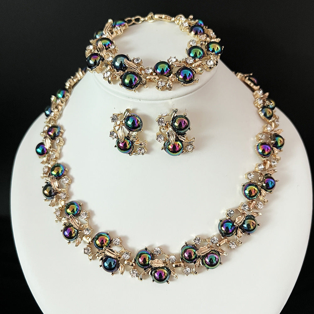 Women's Luxury Crystal Floral Jewelry Set – Necklace, Earrings & Bracelet 4PCS Wedding Jewelry Set