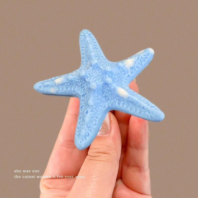 Blue Starfish Hair Clip 5.5cm – Ocean-Inspired Beach Hair Barrette for Women & Girls, Cute Coastal Summer Hair Accessory