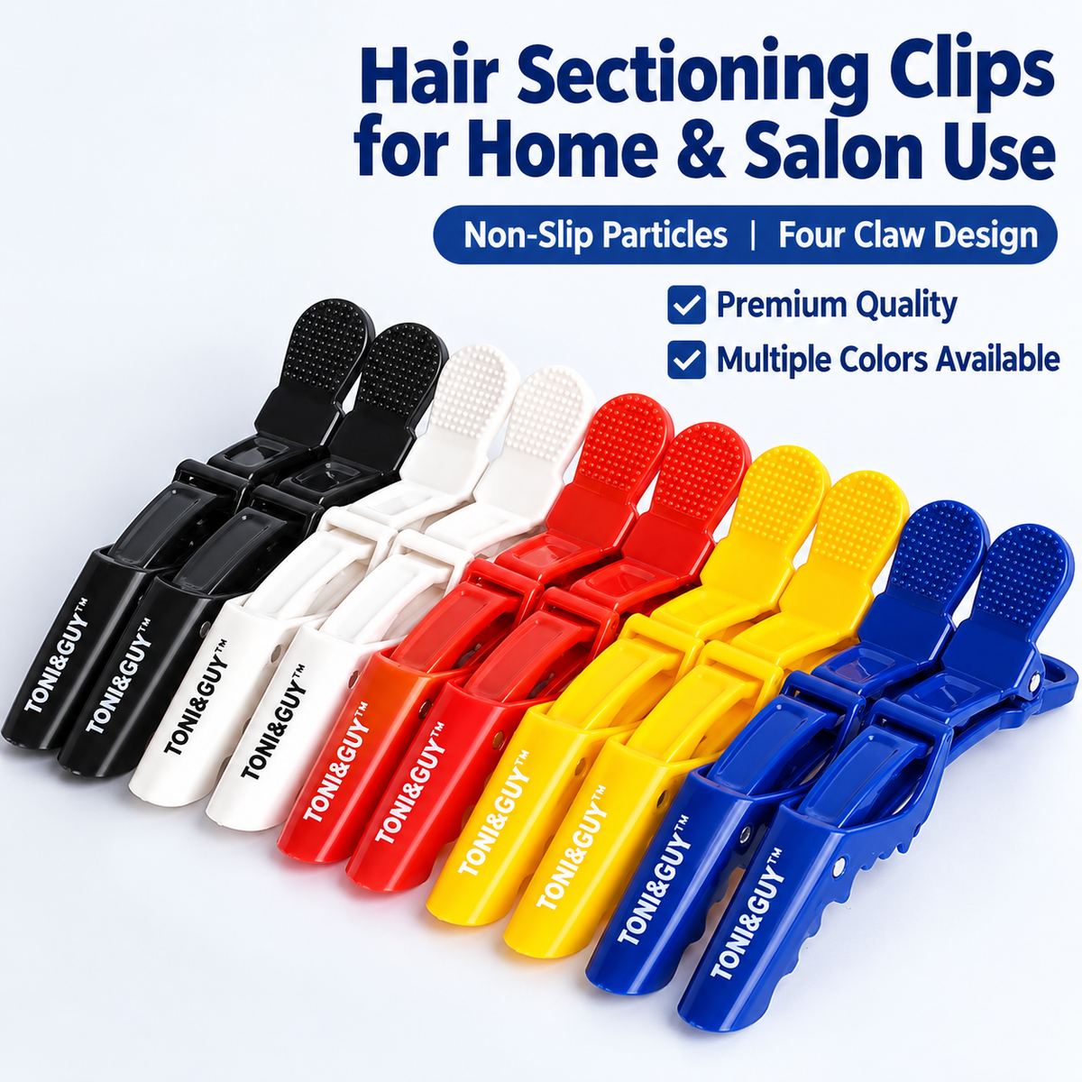 Mixed-color duckbill hair sectioning clips with non-slip textured pads