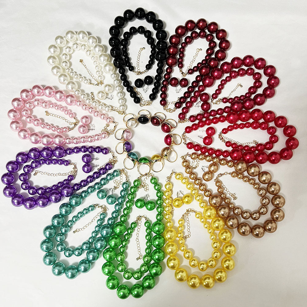 Assorted faux pearl heart necklaces with matching bead accents