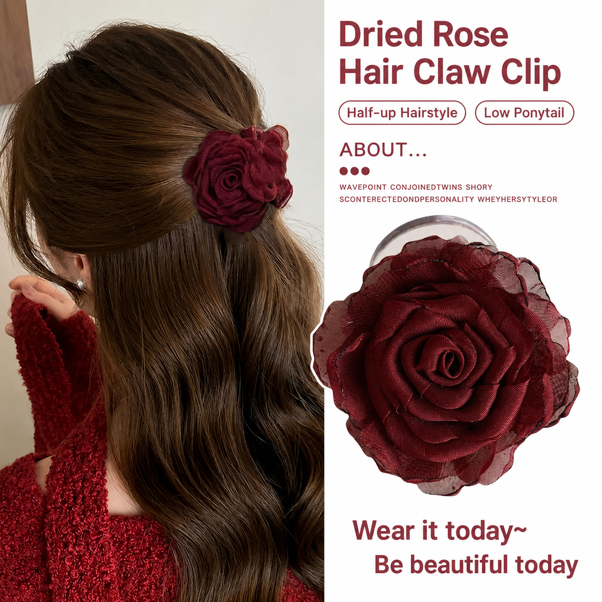 Purple Rose Flower Hair Claw Clip – Elegant Floral Hair Accessory for Women & Girls