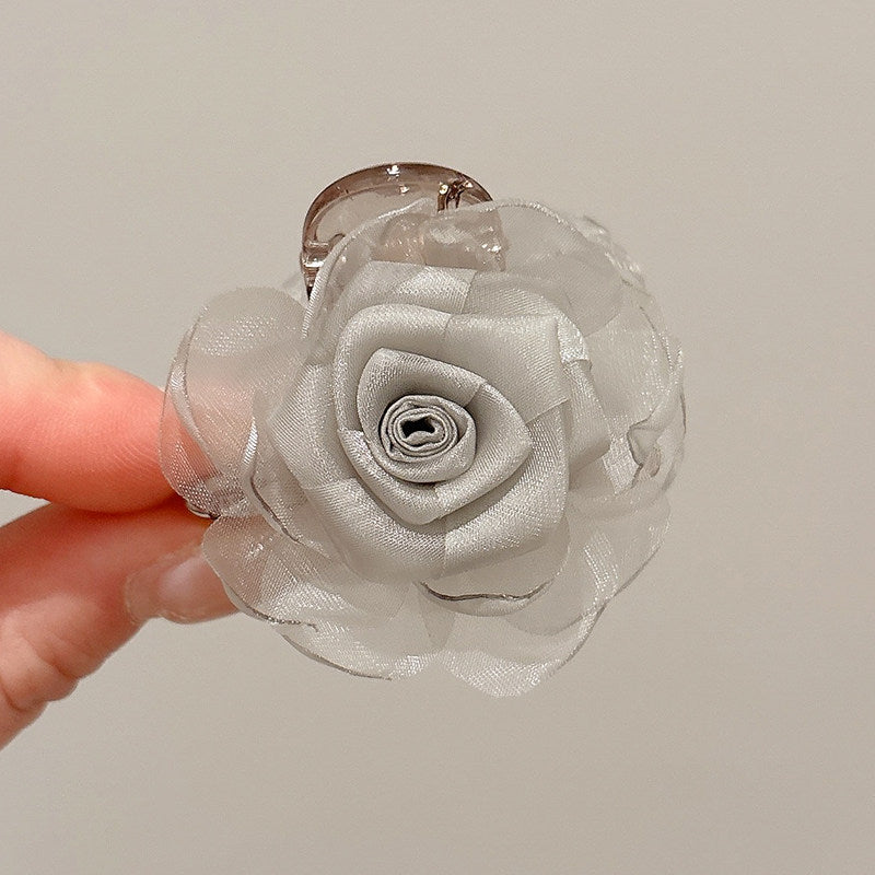 Dusty Pink Rose Hair Clip for Women – Handmade Fabric Flower Hair Barrette, Romantic Floral Hair Accessory for Girls