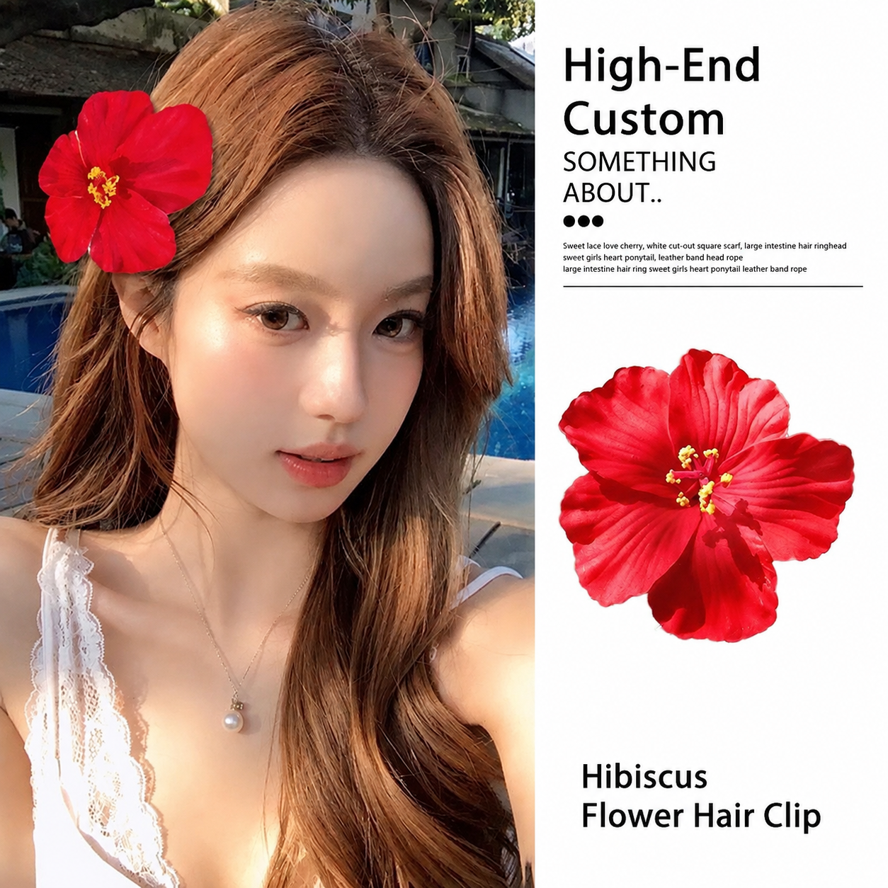 Orange Hibiscus Flower Hair Clip – Tropical Floral Hair Accessory for Women & Girls