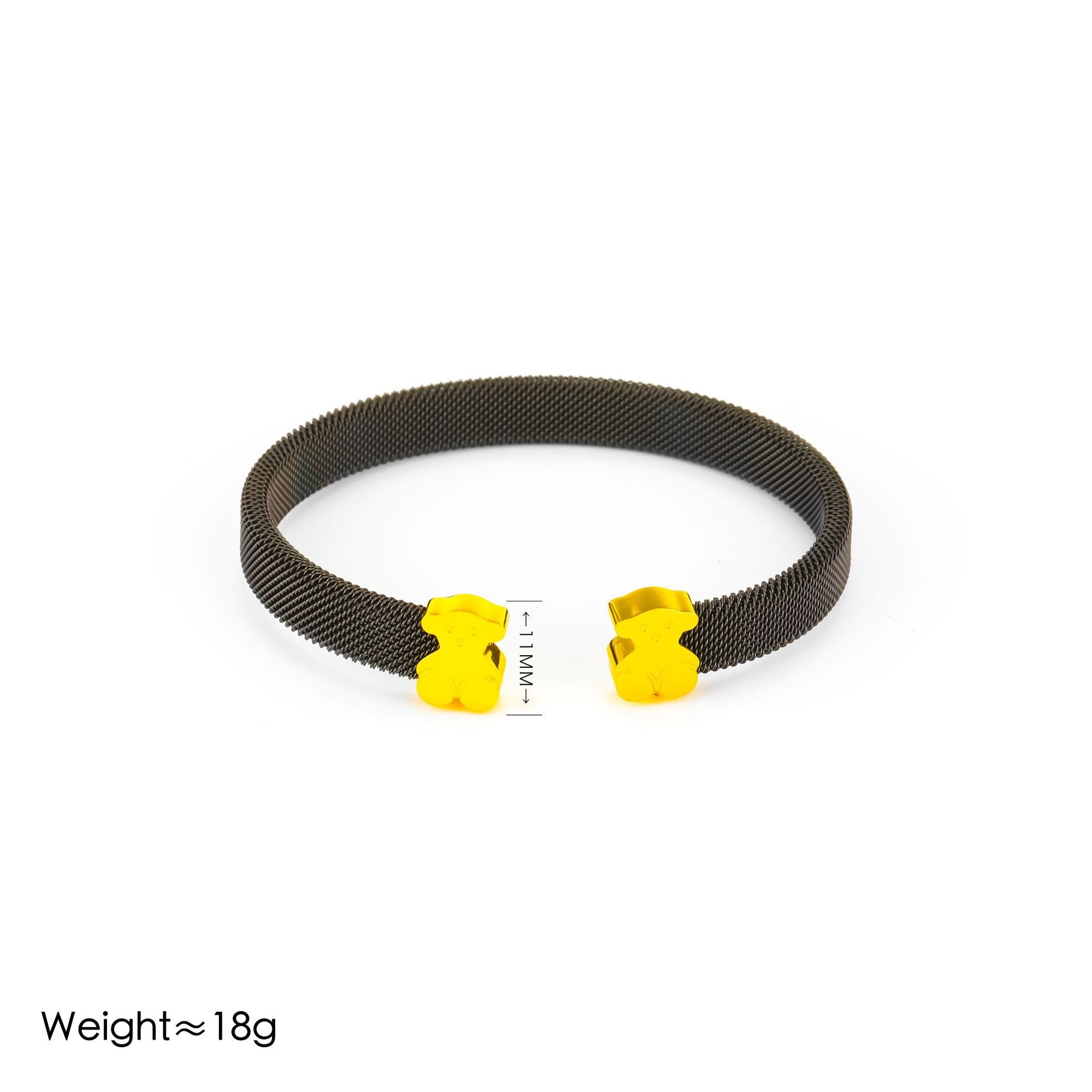 Minimalist Bear Cuff Bracelet – Stainless Steel Open Bangle for Women