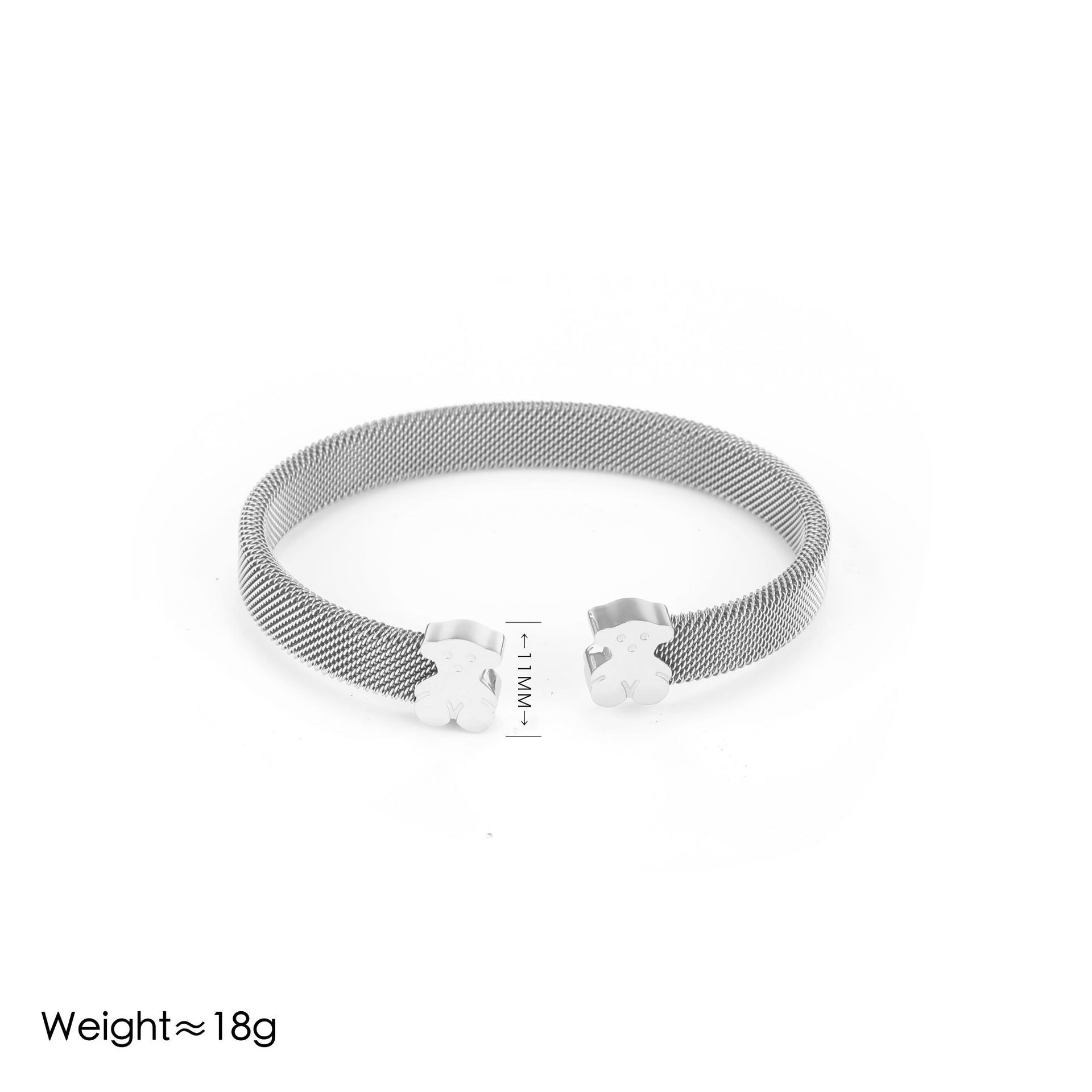 Minimalist Bear Cuff Bracelet – Stainless Steel Open Bangle for Women