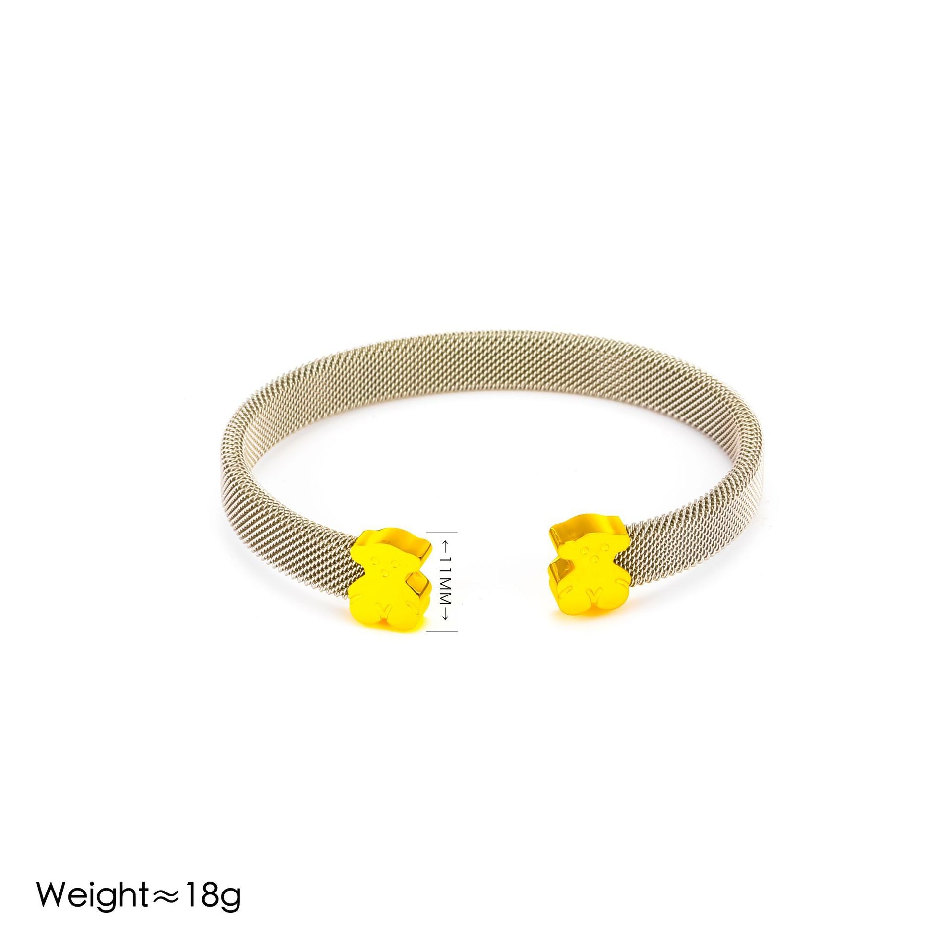 Minimalist Bear Cuff Bracelet – Stainless Steel Open Bangle for Women