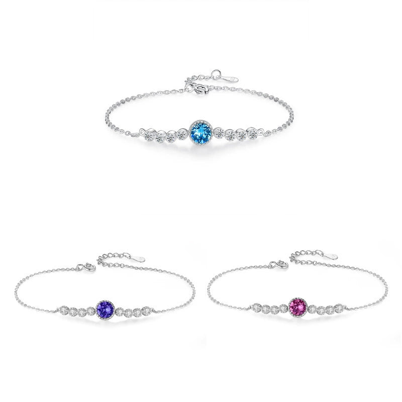Eluvine Ocean Heart Crystal Bracelet S925 Sterling Silver Elegant Minimalist Jewelry For Women Luxury Gift