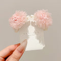 Pink Flower Hair Clips for Women – 4.5cm Double Floral Hair Barrettes, Korean Style