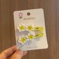 Yellow Plumeria Hair Clips Set of 2 – White & Yellow Hawaiian Flower Hair Barrettes for Women & Girls, Tropical Beach Summer Hair Accessories