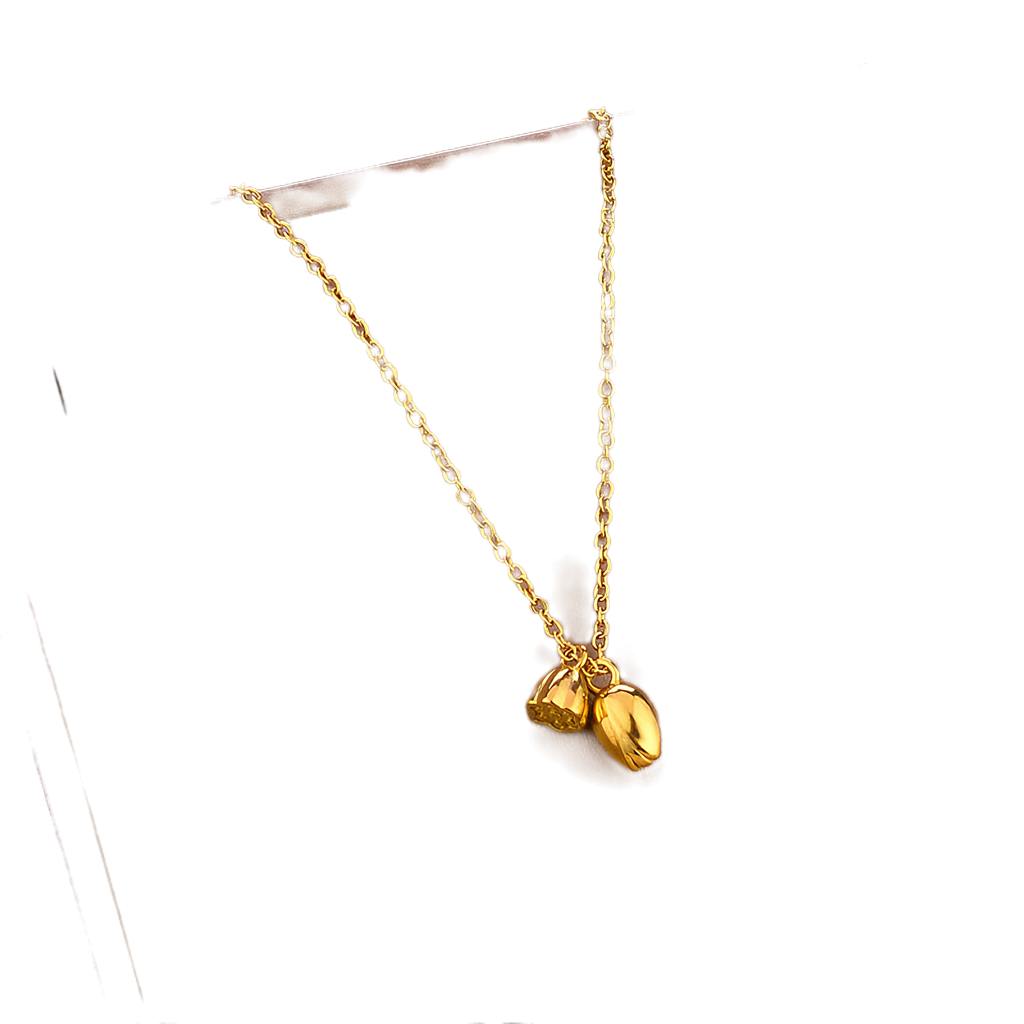 Gold-tone lotus root pendant necklace with textured bulb charm