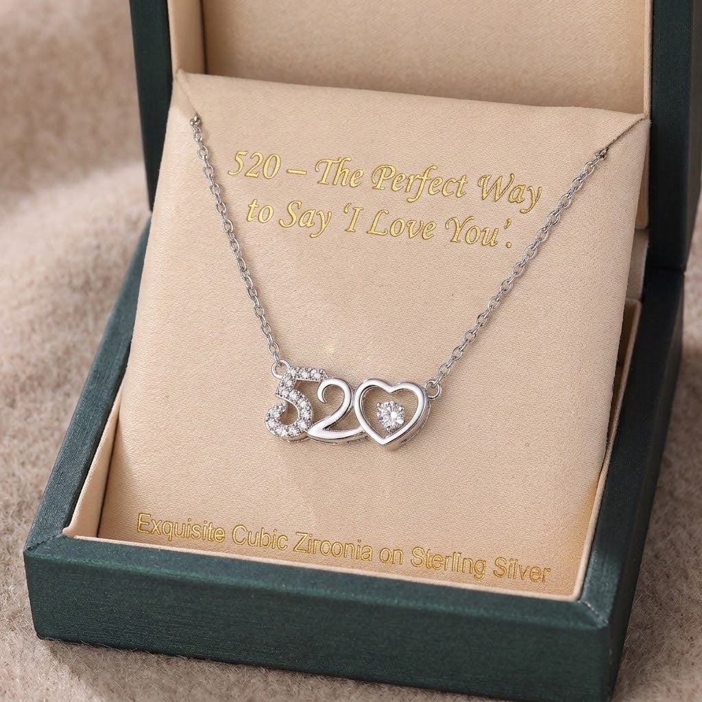 520 heart charm pendant necklace on silver-tone chain