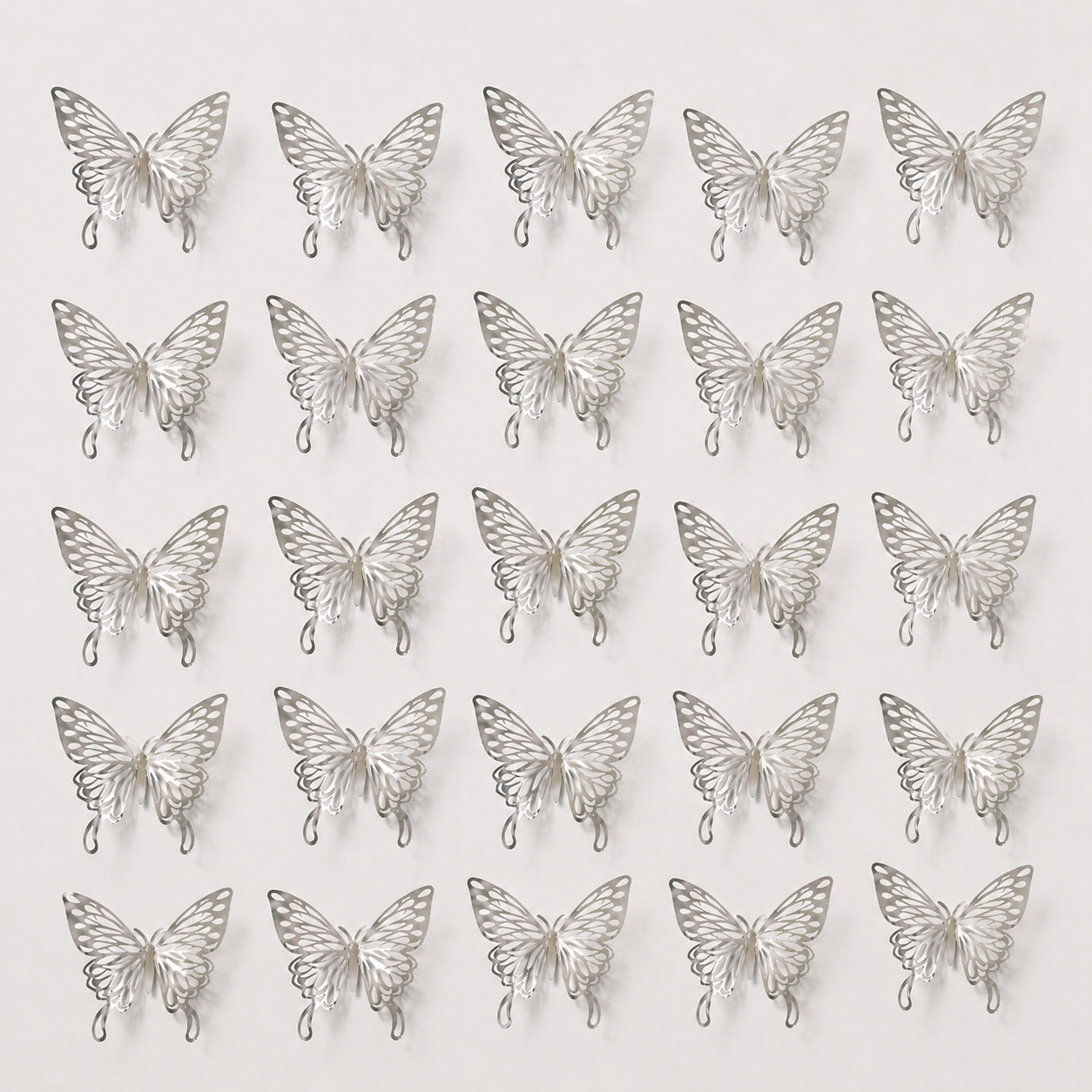 Elegant Silver Butterfly Hair Clips – 50-Piece Set, Decorative Hair Accessories for Wigs & Updos
