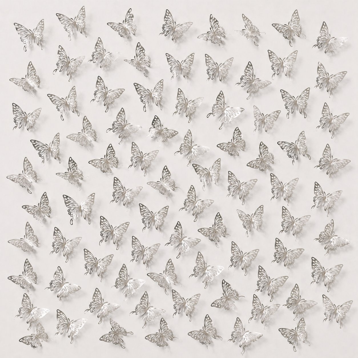 Elegant Silver Butterfly Hair Clips – 50-Piece Set, Decorative Hair Accessories for Wigs & Updos