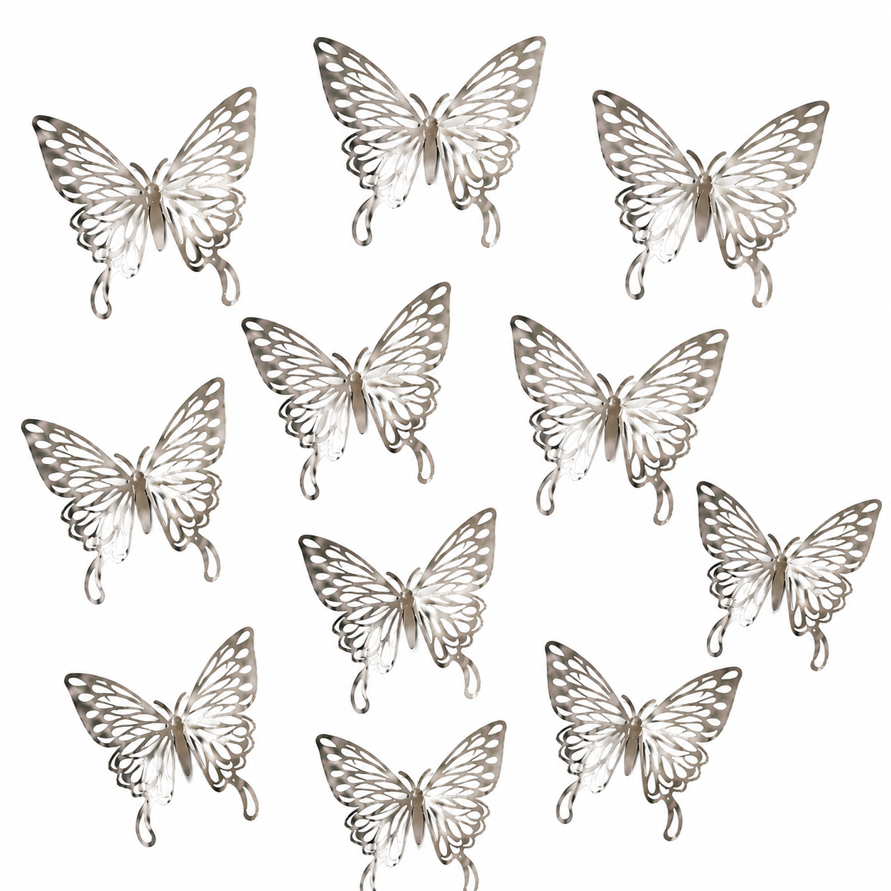 Elegant Silver Butterfly Hair Clips – 50-Piece Set, Decorative Hair Accessories for Wigs & Updos